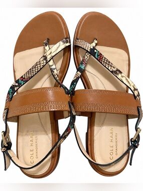 🦋Cole Haan| Leather Strappy Festival Sandals Size 9B Boho Snakeskin ACL